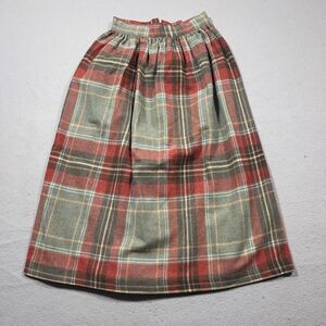 Vintage Skirt Womens 7/8 Red Plaid‎ Maxi Modest Classic Preppy Union Made